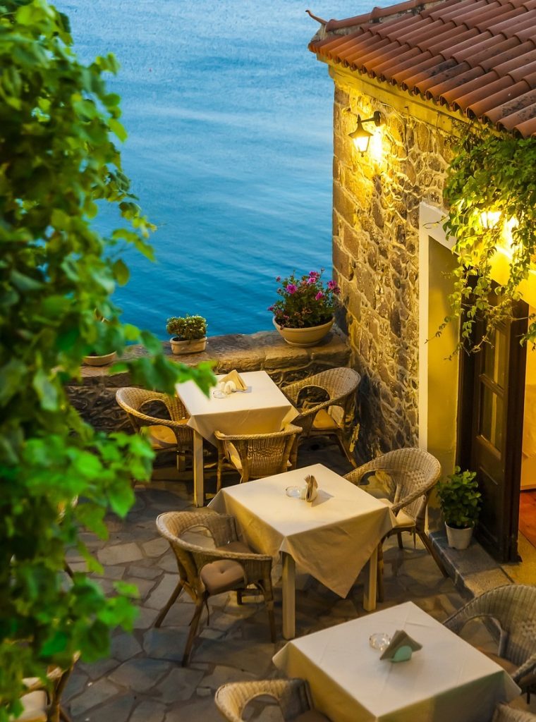 restaurant, food, table, sea, plant, traditional, nature, village, light